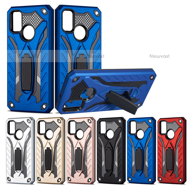 Silicone Matte Finish and Plastic Back Cover Case with Stand YF2 for Samsung Galaxy M30s