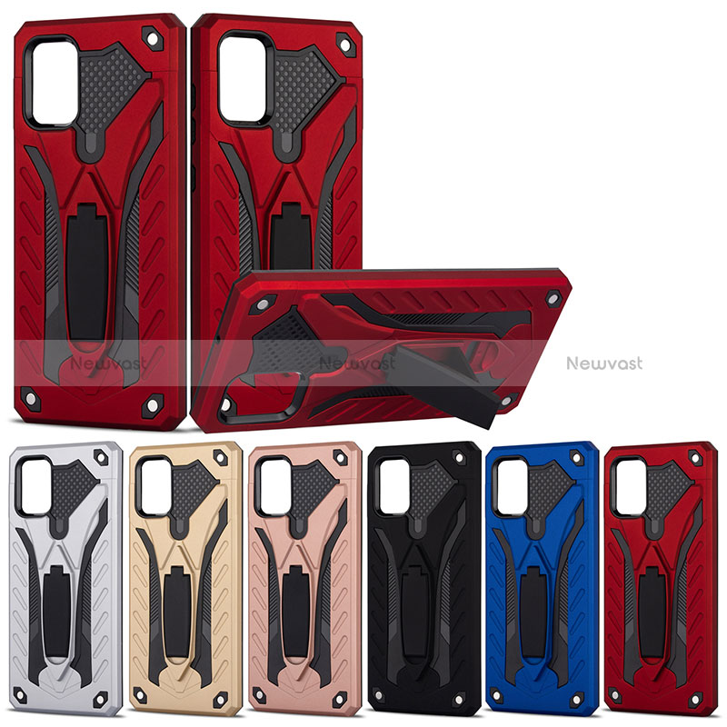 Silicone Matte Finish and Plastic Back Cover Case with Stand YF2 for Samsung Galaxy M40S