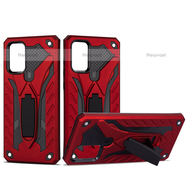 Silicone Matte Finish and Plastic Back Cover Case with Stand YF2 for Samsung Galaxy S20 Plus 5G Red