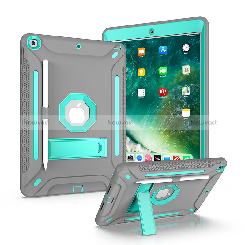 Silicone Matte Finish and Plastic Back Cover Case with Stand YJ1 for Apple iPad 10.2 (2020)