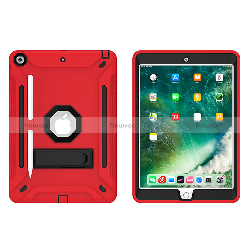 Silicone Matte Finish and Plastic Back Cover Case with Stand YJ1 for Apple iPad 10.2 (2020)