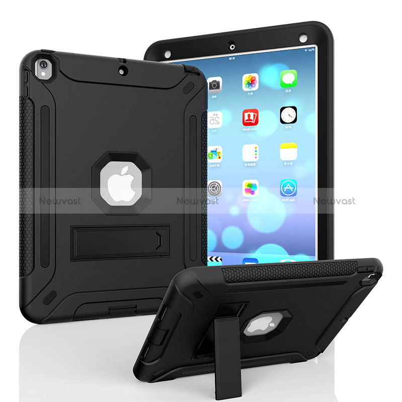 Silicone Matte Finish and Plastic Back Cover Case with Stand YJ1 for Apple iPad Air 3
