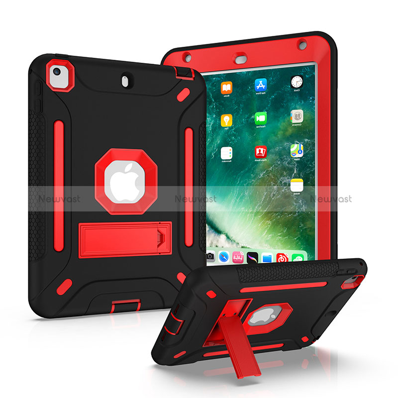Silicone Matte Finish and Plastic Back Cover Case with Stand YJ1 for Apple iPad Mini 4