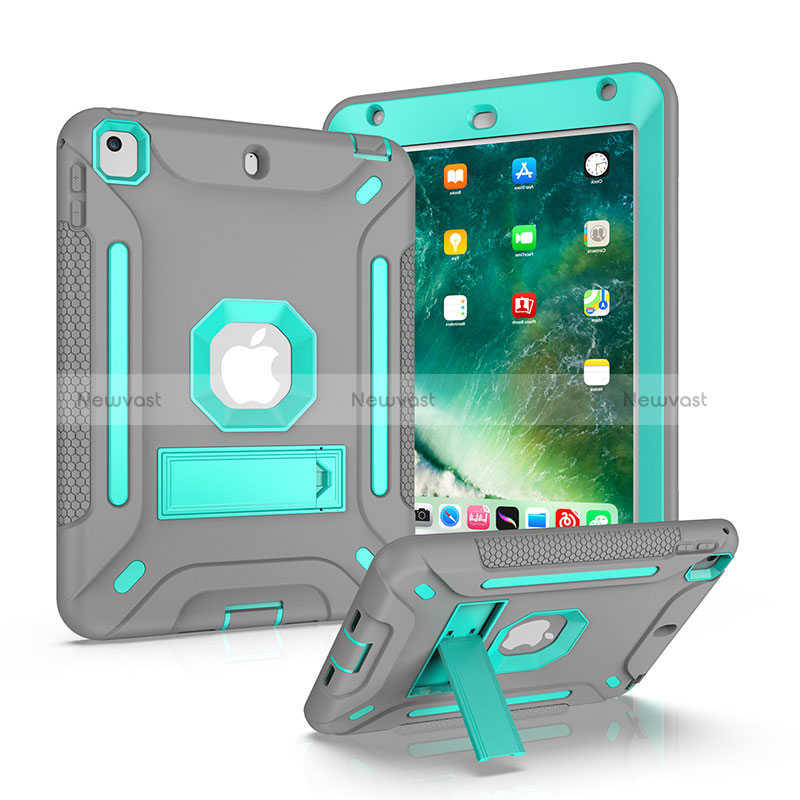 Silicone Matte Finish and Plastic Back Cover Case with Stand YJ1 for Apple iPad Mini 4