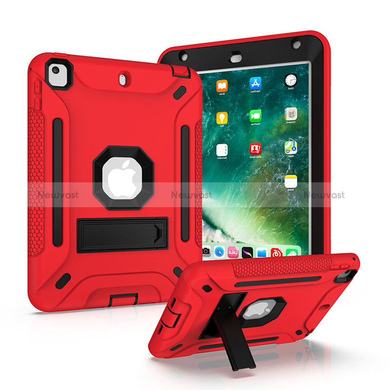 Silicone Matte Finish and Plastic Back Cover Case with Stand YJ1 for Apple iPad Mini 4