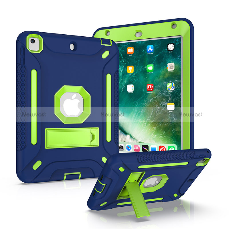 Silicone Matte Finish and Plastic Back Cover Case with Stand YJ1 for Apple iPad Mini 4 Blue