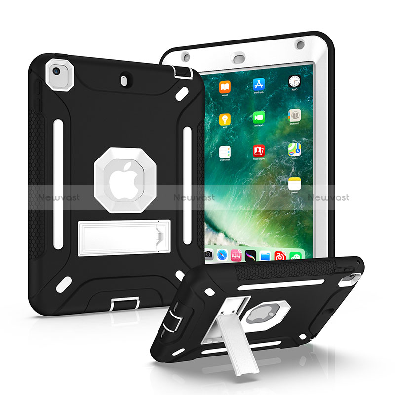 Silicone Matte Finish and Plastic Back Cover Case with Stand YJ1 for Apple iPad Mini 5 (2019)
