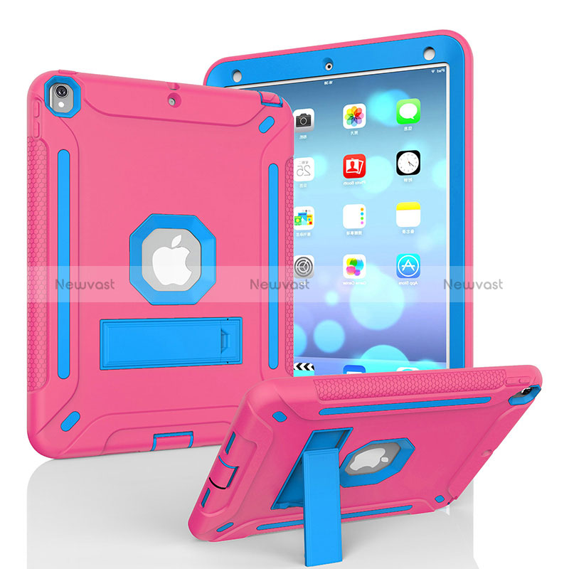 Silicone Matte Finish and Plastic Back Cover Case with Stand YJ1 for Apple iPad Pro 10.5