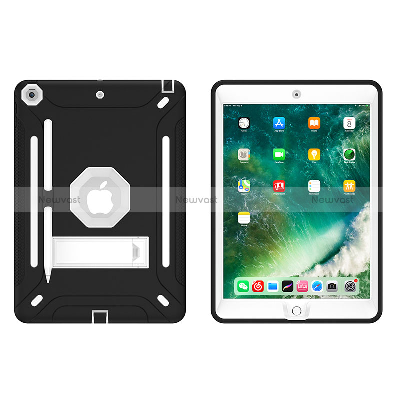 Silicone Matte Finish and Plastic Back Cover Case with Stand YJ2 for Apple iPad 10.2 (2020)