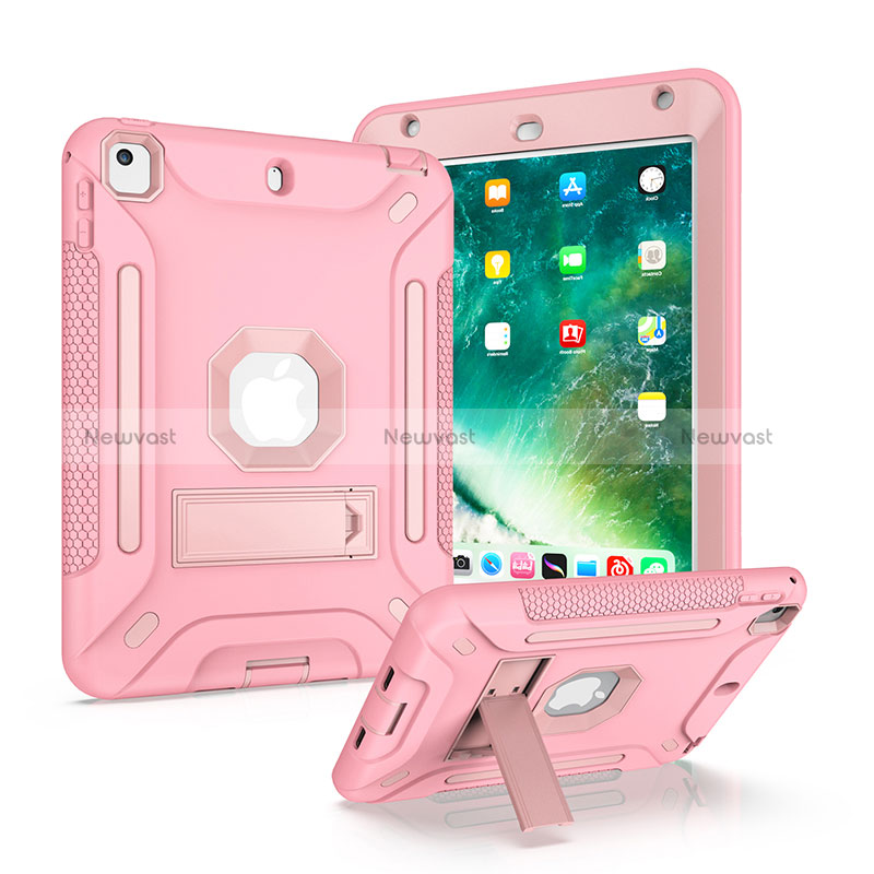 Silicone Matte Finish and Plastic Back Cover Case with Stand YJ2 for Apple iPad Mini 4