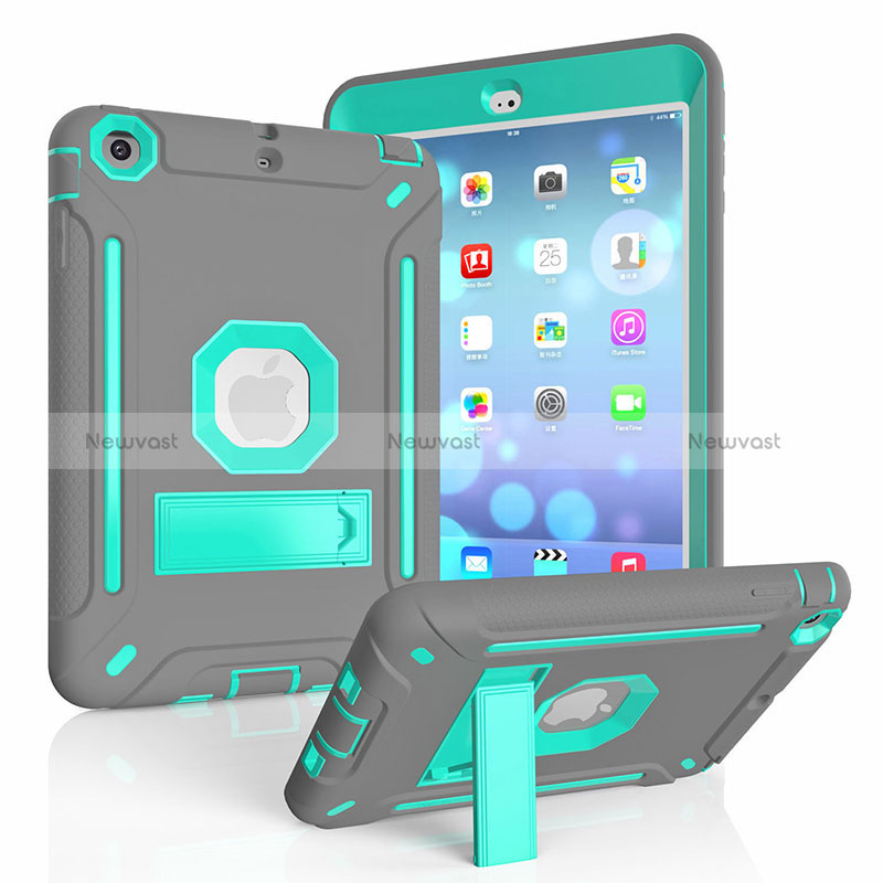 Silicone Matte Finish and Plastic Back Cover Case with Stand YJ2 for Apple iPad Mini