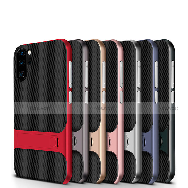 Silicone Matte Finish and Plastic Back Cover Case with Stand Z01 for Huawei P30 Pro