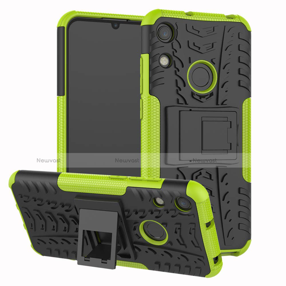 Silicone Matte Finish and Plastic Back Cover Case with Stand Z01 for Huawei Y6 Pro (2019) Green