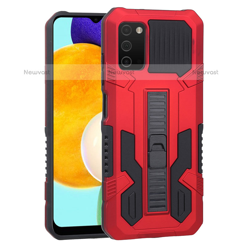 Silicone Matte Finish and Plastic Back Cover Case with Stand ZJ1 for Samsung Galaxy A02s