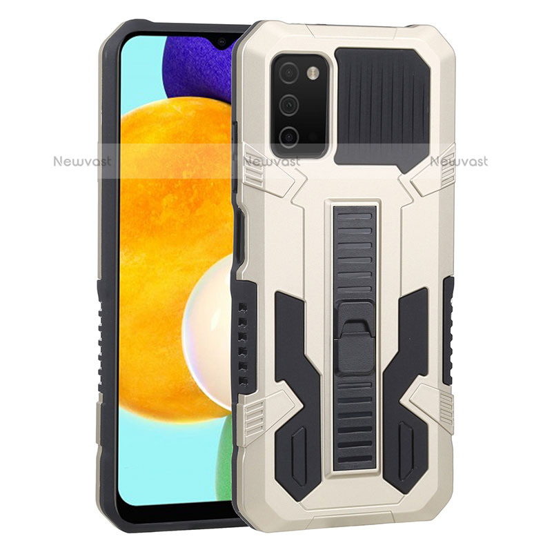 Silicone Matte Finish and Plastic Back Cover Case with Stand ZJ1 for Samsung Galaxy A02s