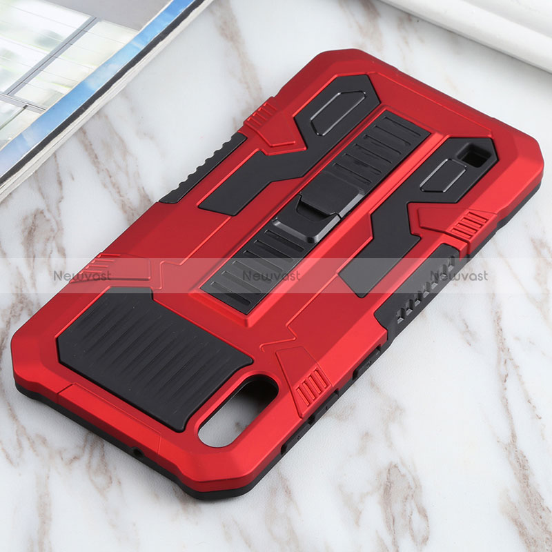 Silicone Matte Finish and Plastic Back Cover Case with Stand ZJ1 for Samsung Galaxy A10
