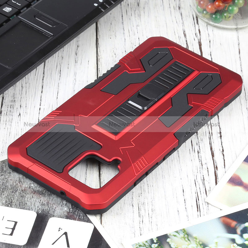 Silicone Matte Finish and Plastic Back Cover Case with Stand ZJ1 for Samsung Galaxy A42 5G
