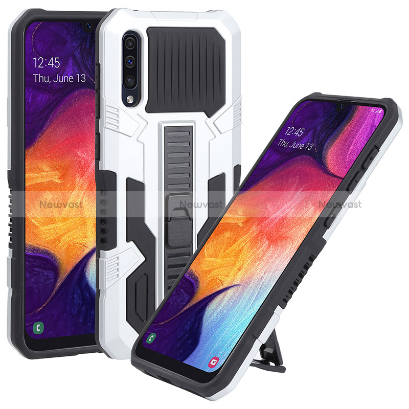 Silicone Matte Finish and Plastic Back Cover Case with Stand ZJ1 for Samsung Galaxy A50