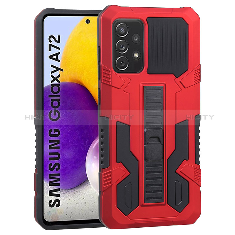 Silicone Matte Finish and Plastic Back Cover Case with Stand ZJ1 for Samsung Galaxy A72 5G