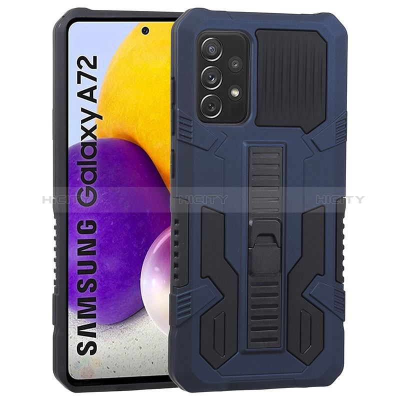 Silicone Matte Finish and Plastic Back Cover Case with Stand ZJ1 for Samsung Galaxy A72 5G