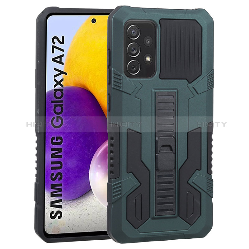 Silicone Matte Finish and Plastic Back Cover Case with Stand ZJ1 for Samsung Galaxy A72 5G