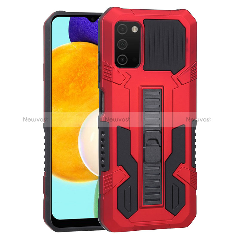 Silicone Matte Finish and Plastic Back Cover Case with Stand ZJ1 for Samsung Galaxy M02s