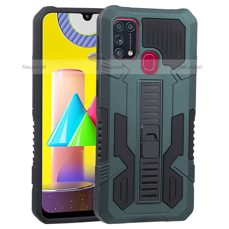 Silicone Matte Finish and Plastic Back Cover Case with Stand ZJ1 for Samsung Galaxy M31 Prime Edition