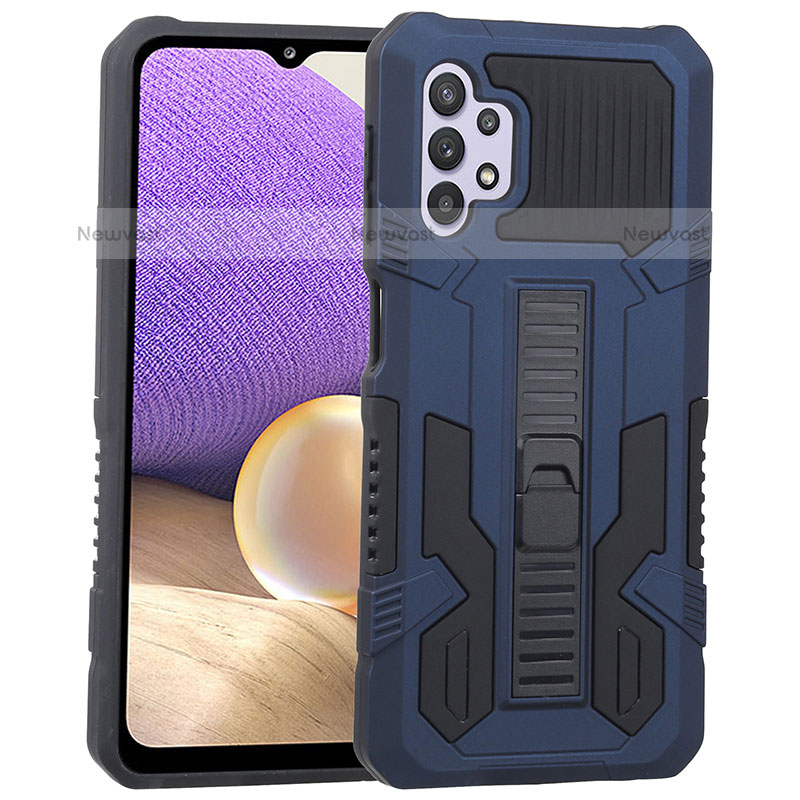 Silicone Matte Finish and Plastic Back Cover Case with Stand ZJ1 for Samsung Galaxy M32 5G
