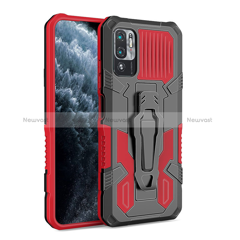 Silicone Matte Finish and Plastic Back Cover Case with Stand ZJ2 for Xiaomi Redmi Note 11 SE 5G