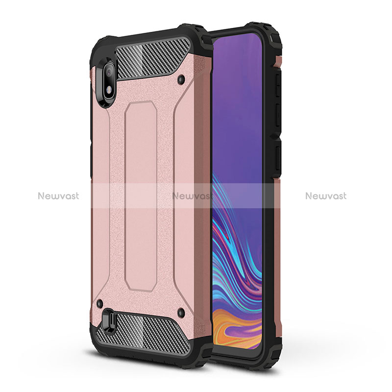 Silicone Matte Finish and Plastic Back Cover Case WL1 for Samsung Galaxy A10 Rose Gold