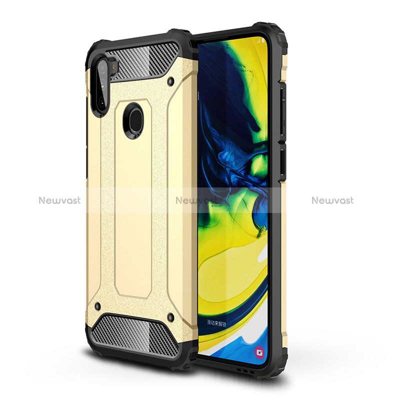 Silicone Matte Finish and Plastic Back Cover Case WL1 for Samsung Galaxy A11 Gold
