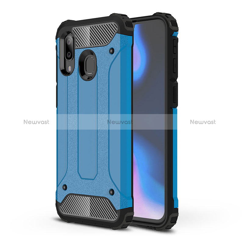 Silicone Matte Finish and Plastic Back Cover Case WL1 for Samsung Galaxy A40 Blue