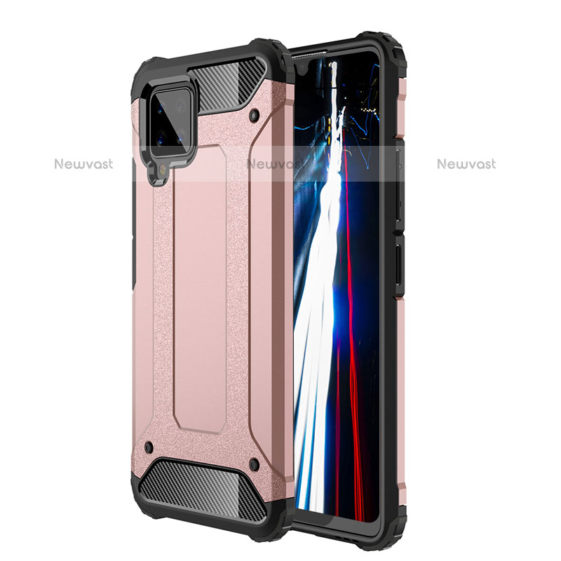 Silicone Matte Finish and Plastic Back Cover Case WL1 for Samsung Galaxy A42 5G Rose Gold