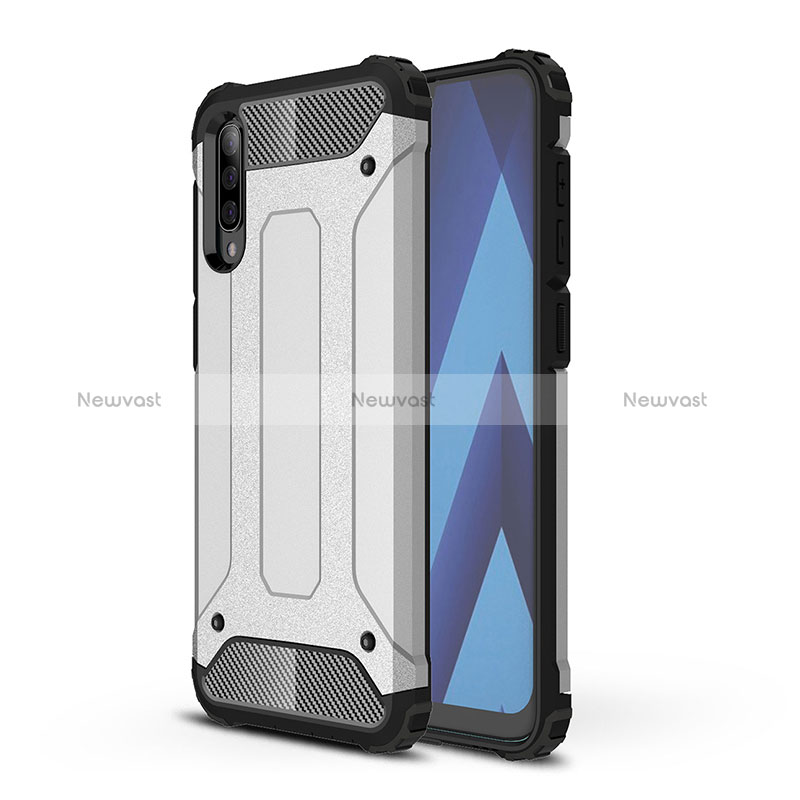Silicone Matte Finish and Plastic Back Cover Case WL1 for Samsung Galaxy A70 Silver