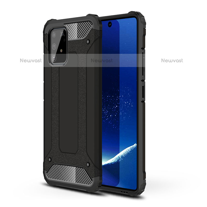 Silicone Matte Finish and Plastic Back Cover Case WL1 for Samsung Galaxy A91 Black