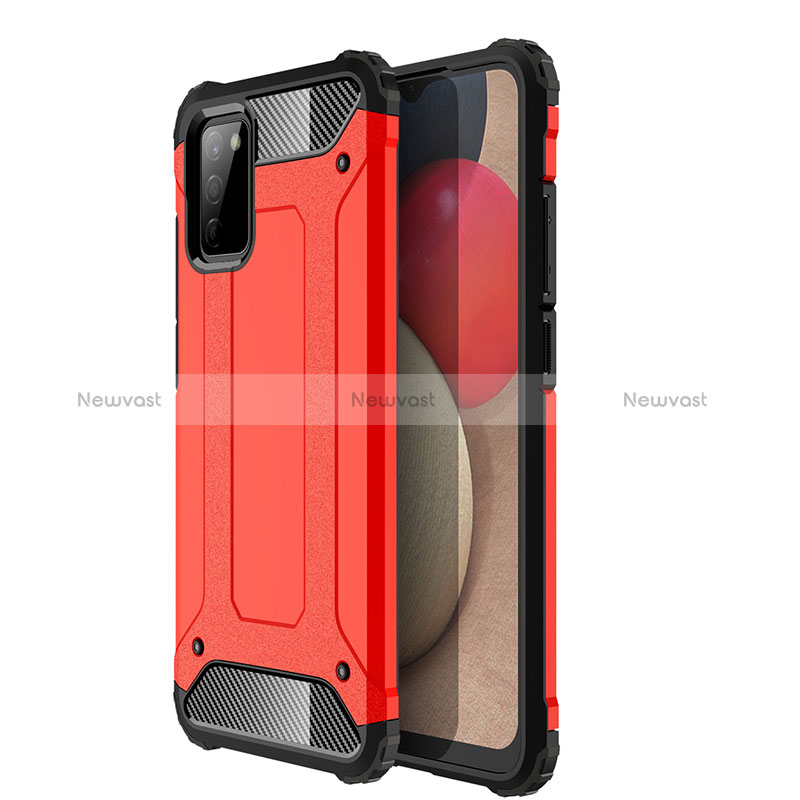 Silicone Matte Finish and Plastic Back Cover Case WL1 for Samsung Galaxy M02s Red