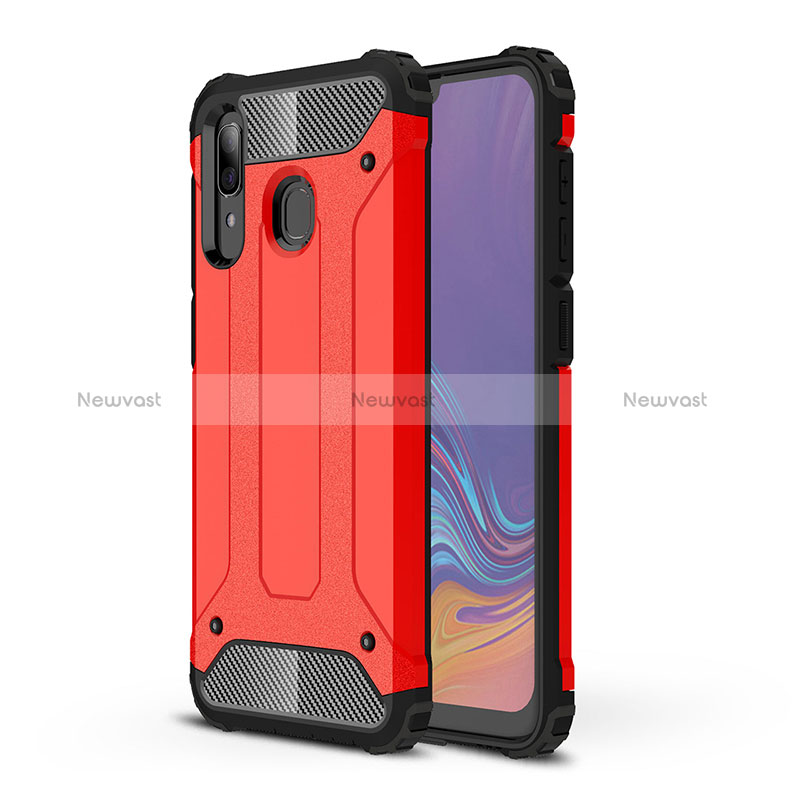 Silicone Matte Finish and Plastic Back Cover Case WL1 for Samsung Galaxy M10S Red