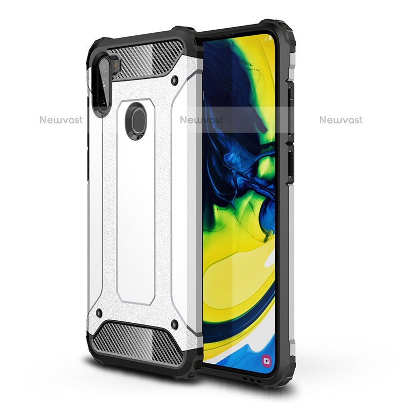Silicone Matte Finish and Plastic Back Cover Case WL1 for Samsung Galaxy M11 Silver