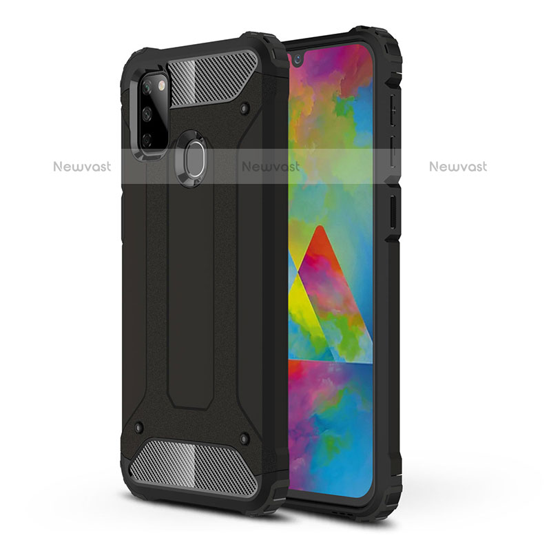 Silicone Matte Finish and Plastic Back Cover Case WL1 for Samsung Galaxy M21 Black