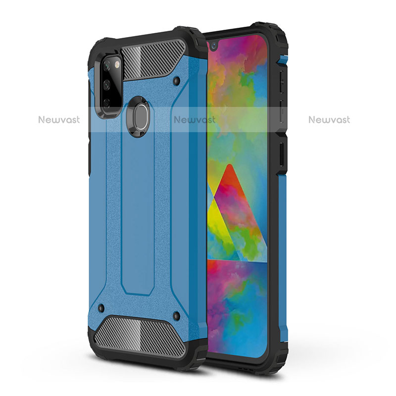 Silicone Matte Finish and Plastic Back Cover Case WL1 for Samsung Galaxy M21 Blue