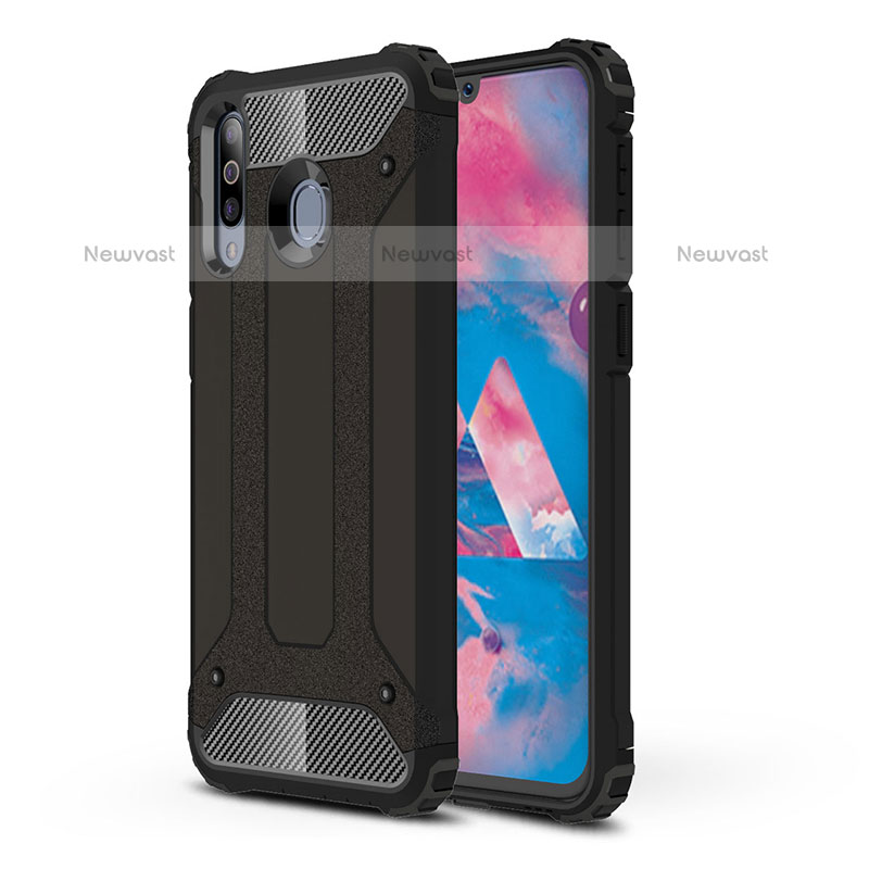 Silicone Matte Finish and Plastic Back Cover Case WL1 for Samsung Galaxy M30 Black