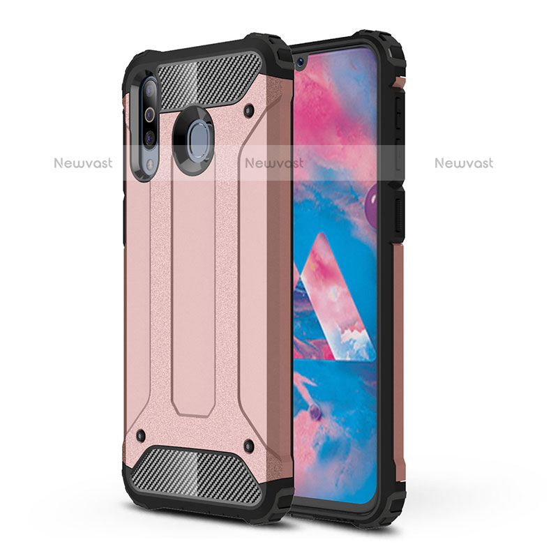 Silicone Matte Finish and Plastic Back Cover Case WL1 for Samsung Galaxy M30 Rose Gold