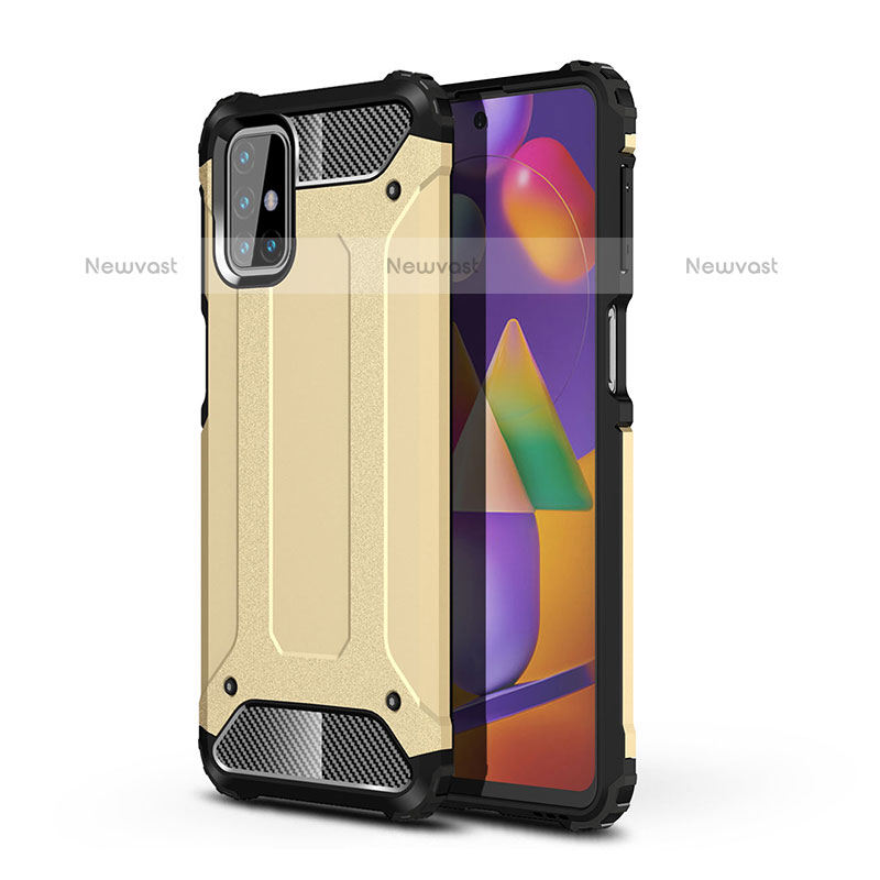Silicone Matte Finish and Plastic Back Cover Case WL1 for Samsung Galaxy M31s Gold