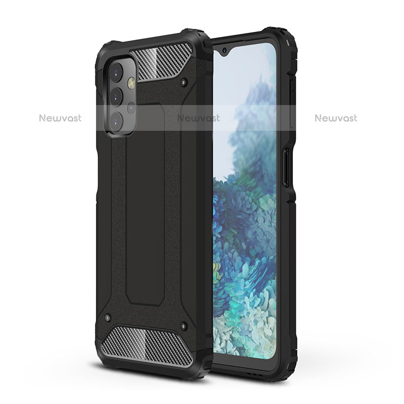 Silicone Matte Finish and Plastic Back Cover Case WL1 for Samsung Galaxy M32 5G Black