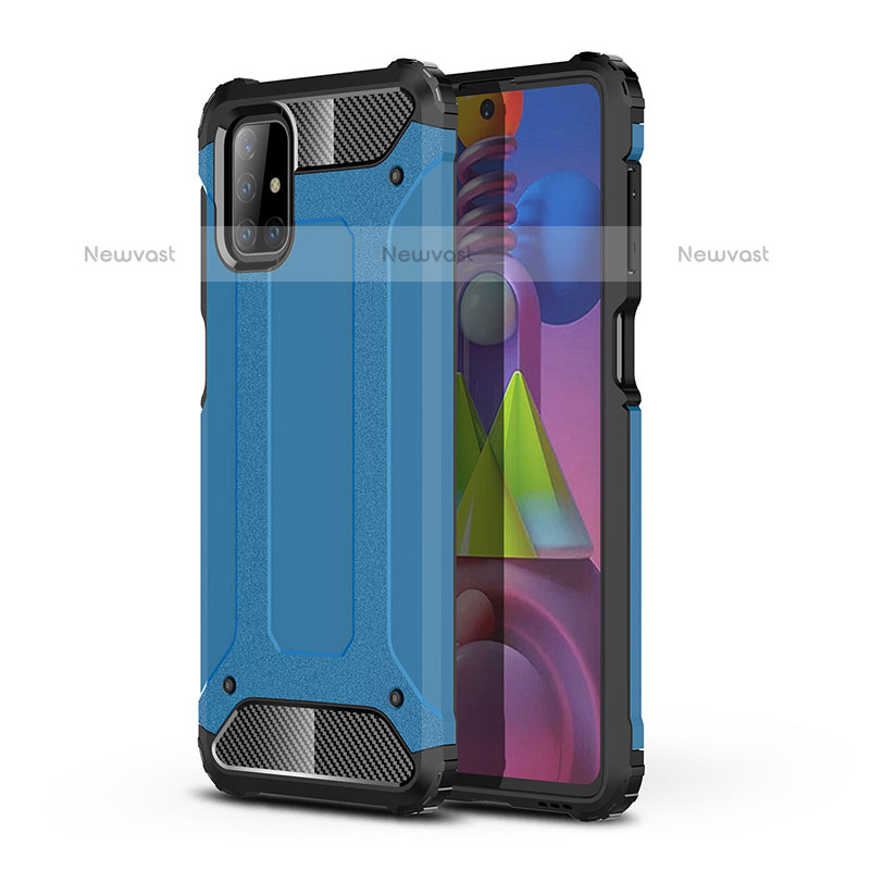 Silicone Matte Finish and Plastic Back Cover Case WL1 for Samsung Galaxy M51 Blue