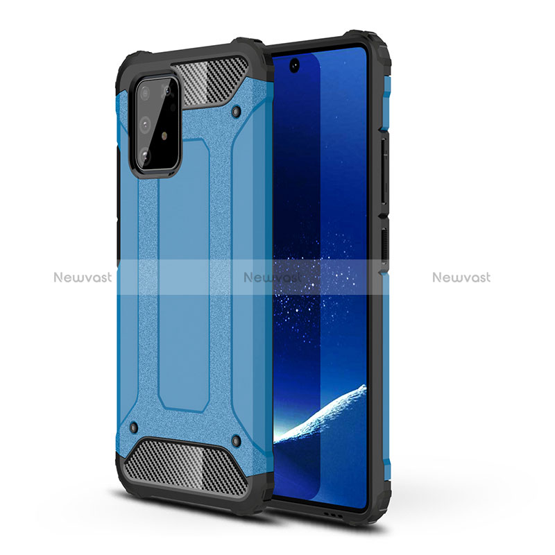Silicone Matte Finish and Plastic Back Cover Case WL1 for Samsung Galaxy M80S Blue