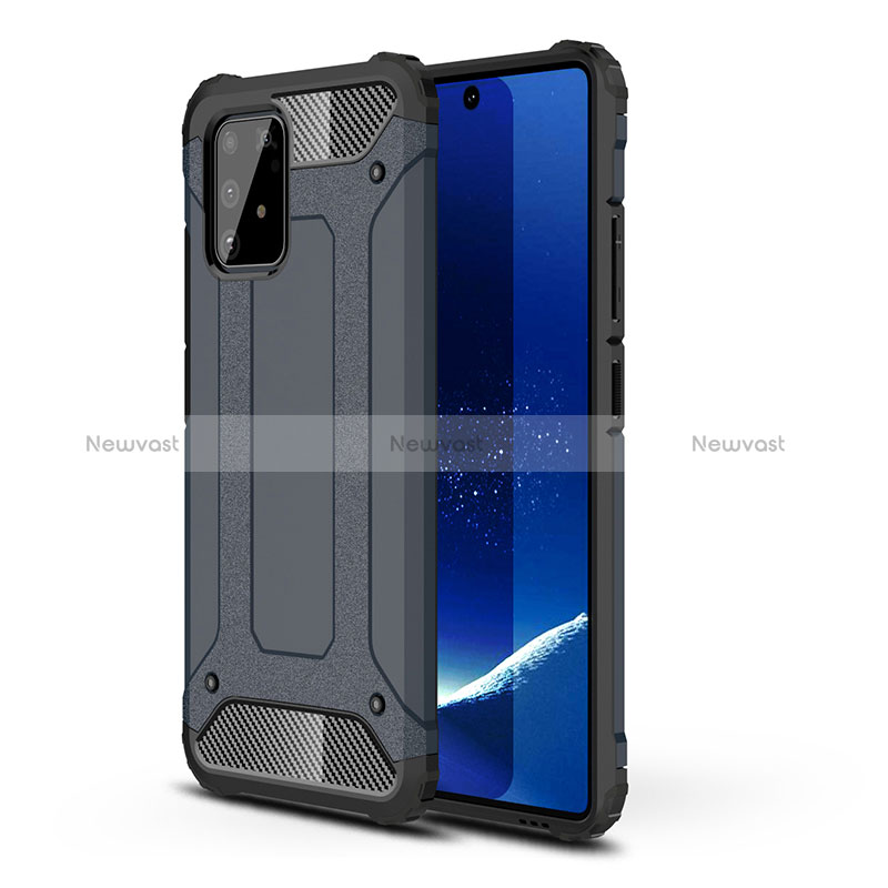 Silicone Matte Finish and Plastic Back Cover Case WL1 for Samsung Galaxy M80S Navy Blue