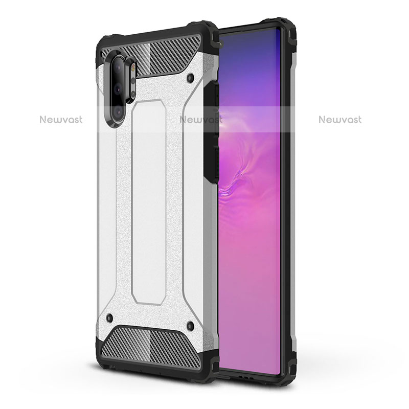 Silicone Matte Finish and Plastic Back Cover Case WL1 for Samsung Galaxy Note 10 Plus 5G Silver