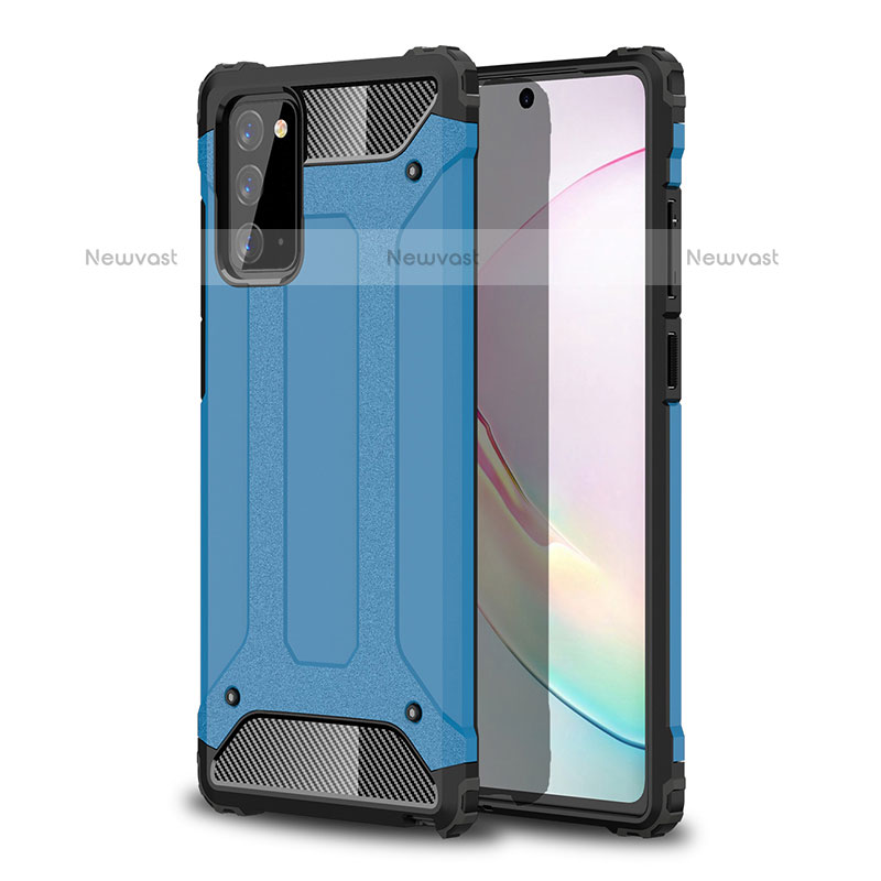 Silicone Matte Finish and Plastic Back Cover Case WL1 for Samsung Galaxy Note 20 5G Blue