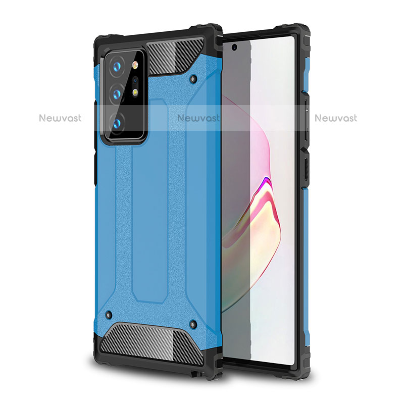 Silicone Matte Finish and Plastic Back Cover Case WL1 for Samsung Galaxy Note 20 Ultra 5G Blue